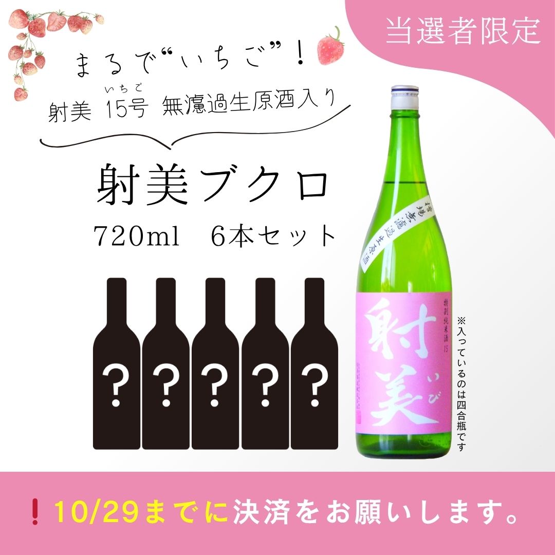 【当選者限定】『射美ブクロ』6本セット(射美 特別純米 15号 マイナス5度6ヶ月熟成入り)【2〜3日以内に発送】