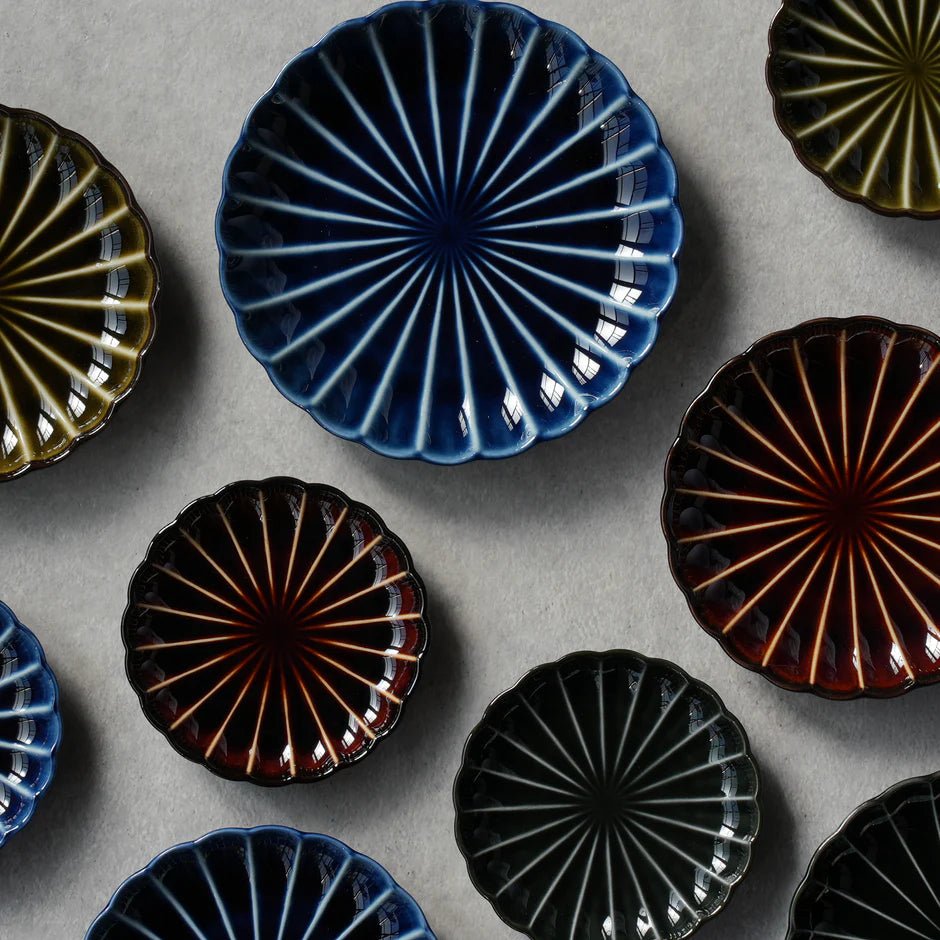 ぎやまん陶 利休グリーン 4寸皿 - KANEKO KOHYO