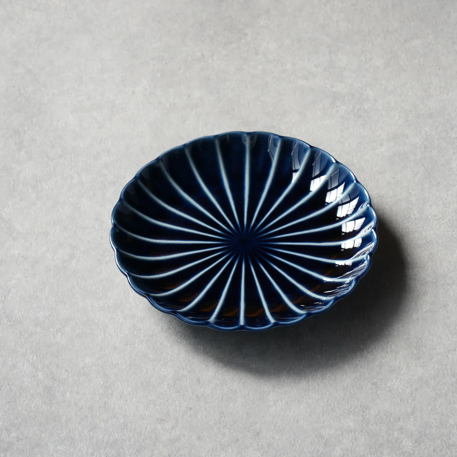 ぎやまん陶 茄子紺ブルー 4.5寸皿 - KANEKO KOHYO