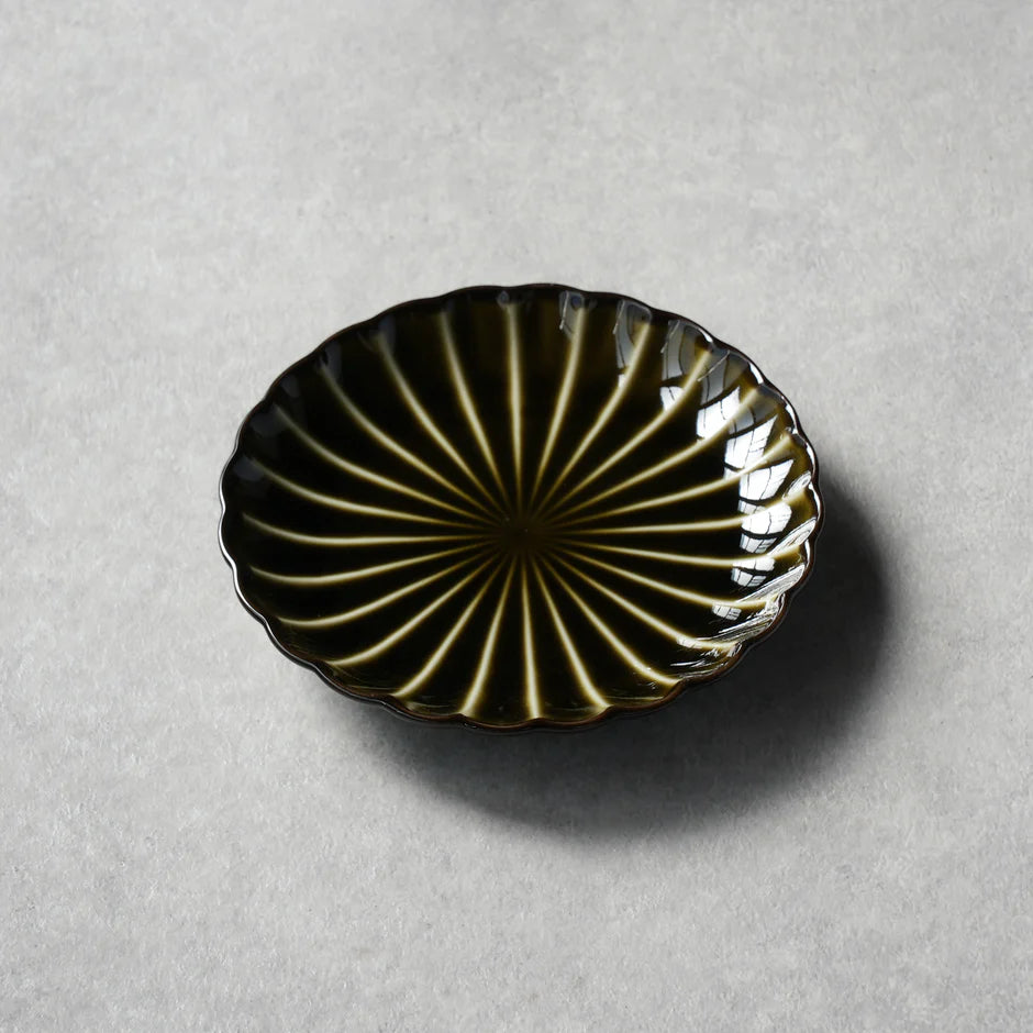 ぎやまん陶 利休グリーン 4.5寸皿 - KANEKO KOHYO