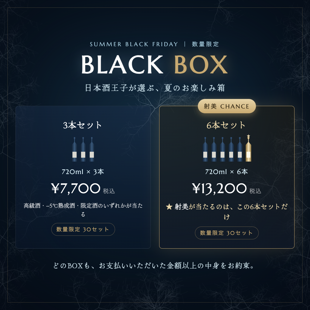 【数量限定】BLACK BOX 2026 ― 零下の冷蔵庫で宝探し（720ml×3本／6本セット）【6/26~発送開始】