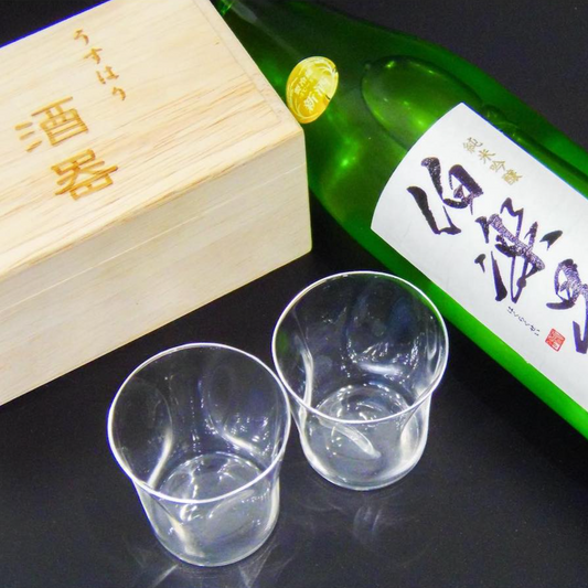 うすはり SHIWA グラス 五勺盃 ペア (2個組) 木箱入り 松徳硝子